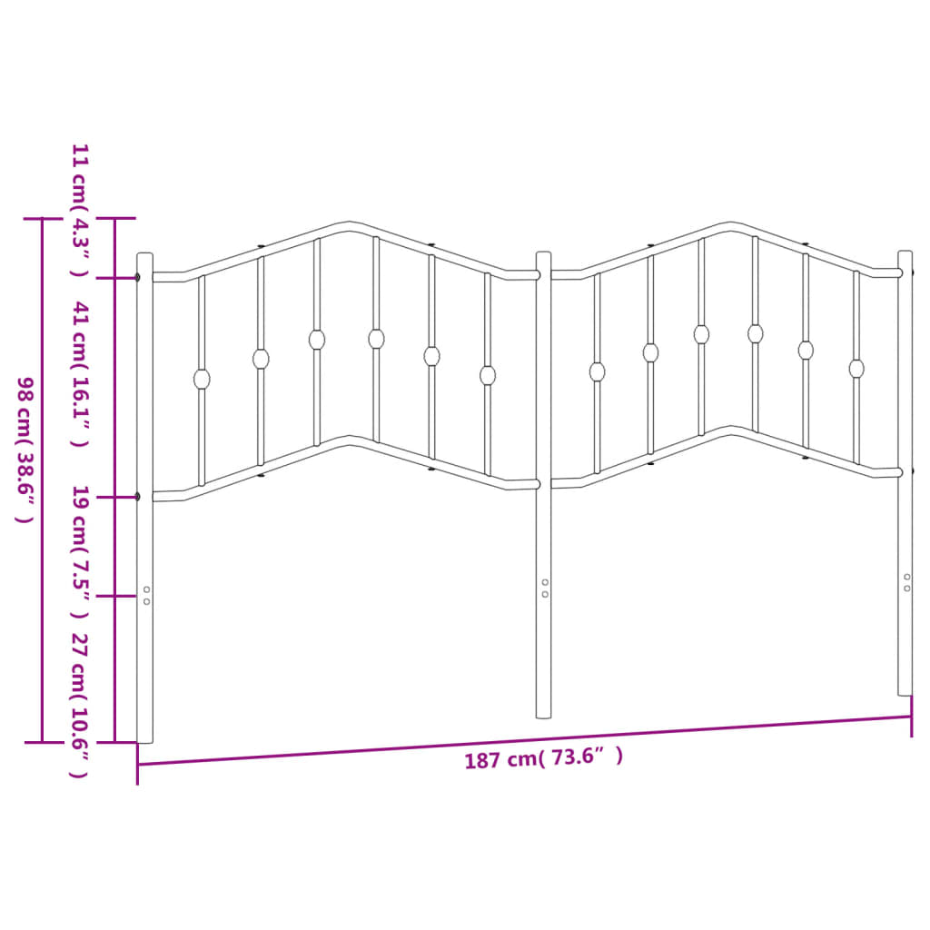 Hoofdbord 90 cm metaal