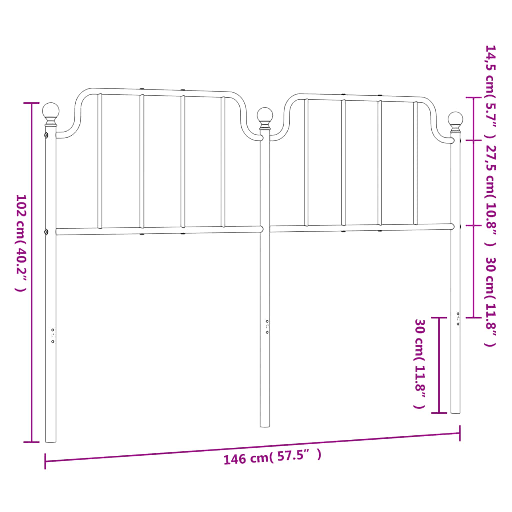 Hoofdbord 200 cm metaal