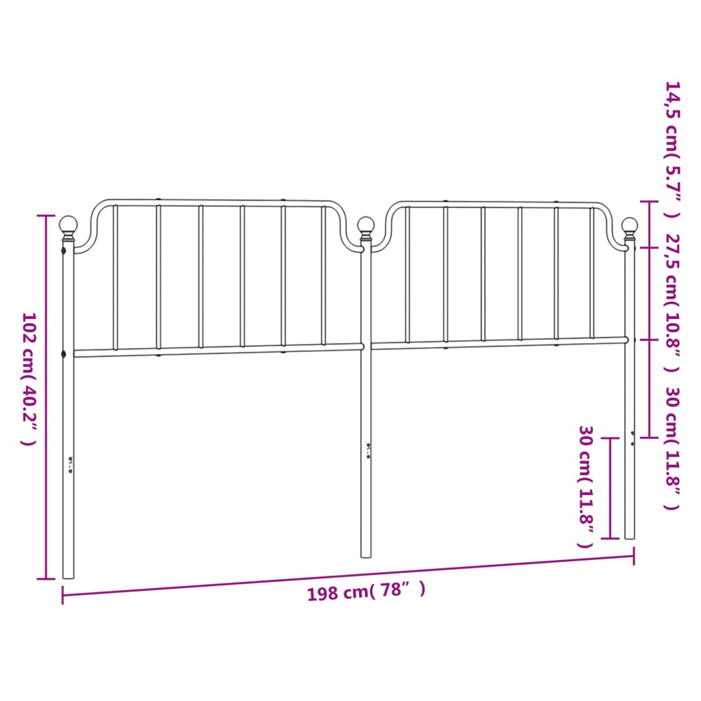 Tête de lit 193 cm en métal