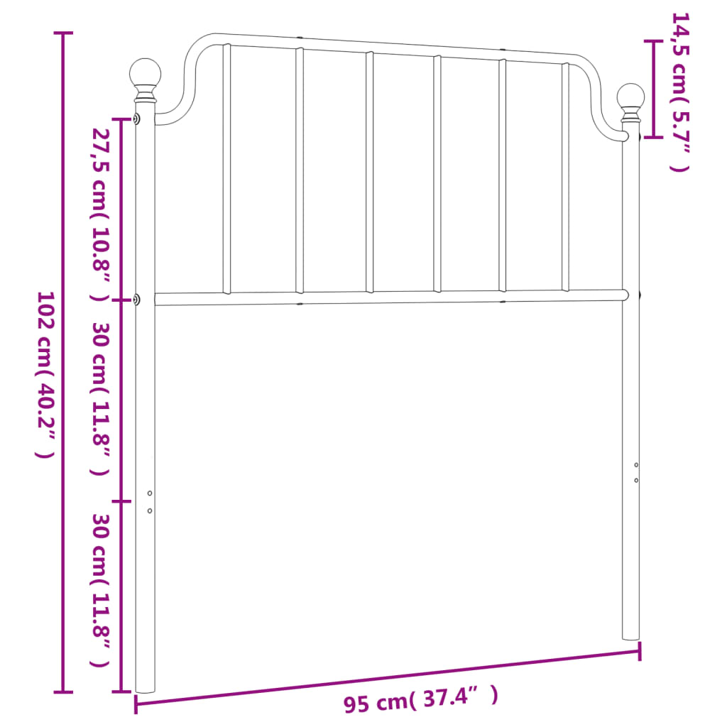 Hoofdbord 200 cm metaal