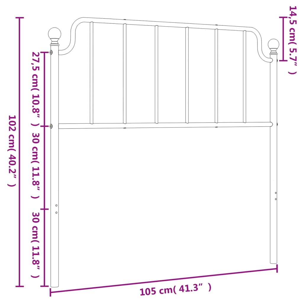 Tête de lit 193 cm en métal