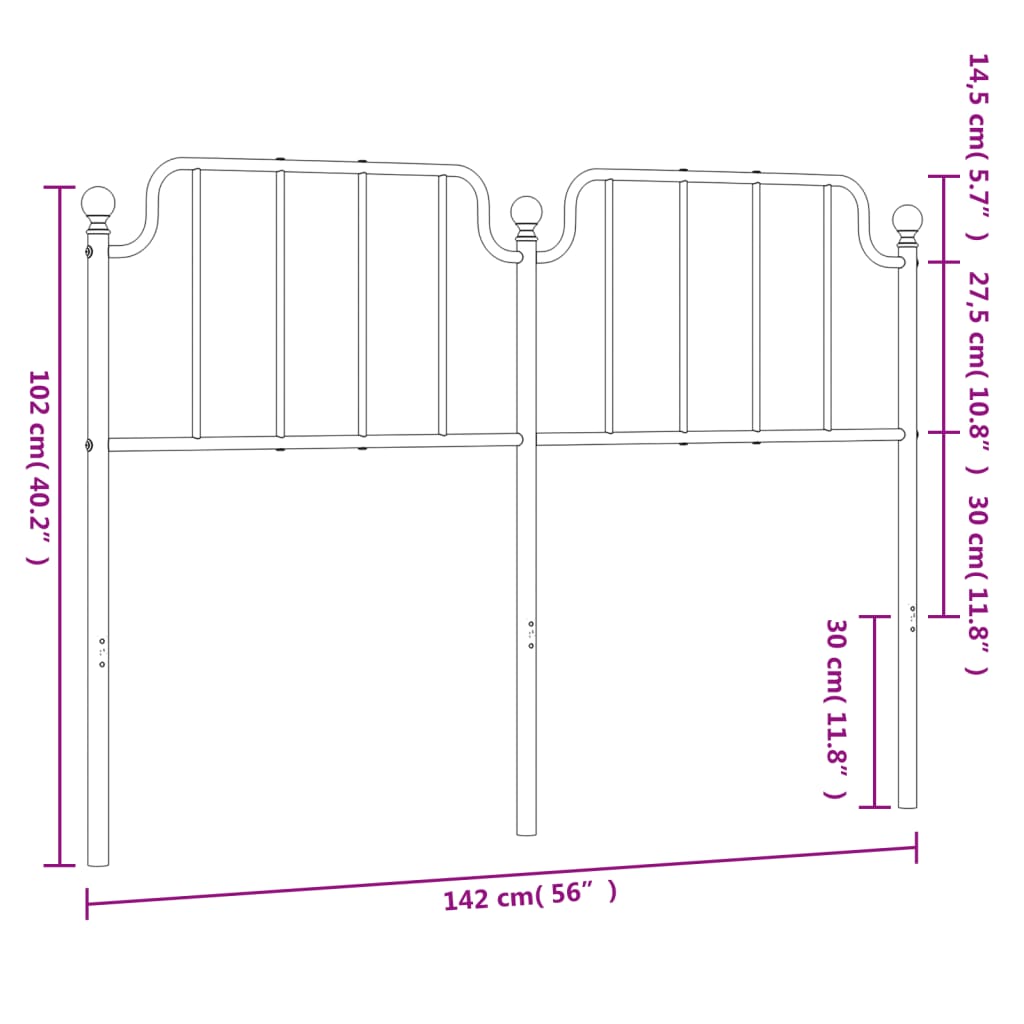 Hoofdbord 200 cm metaal