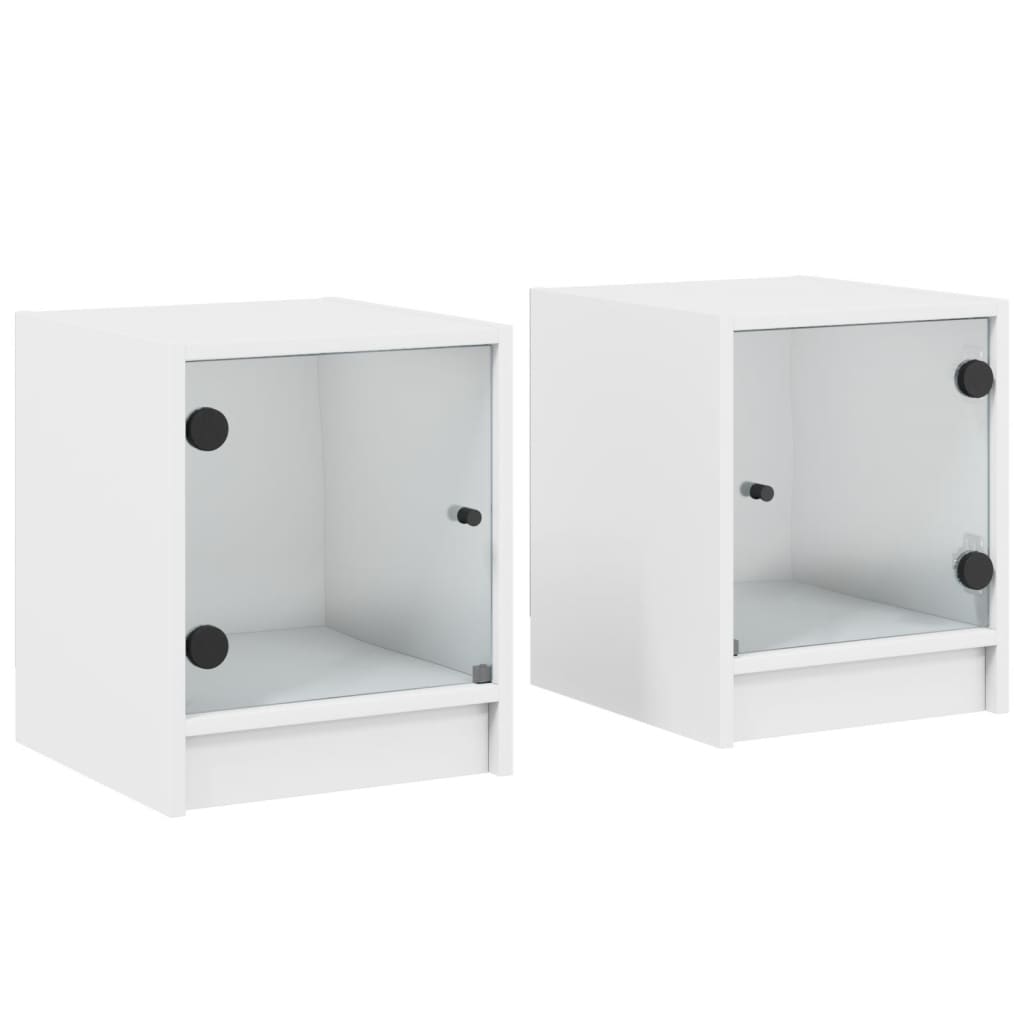 Tables de chevet avec portes vitrées 2 pcs 35x37x42 cm