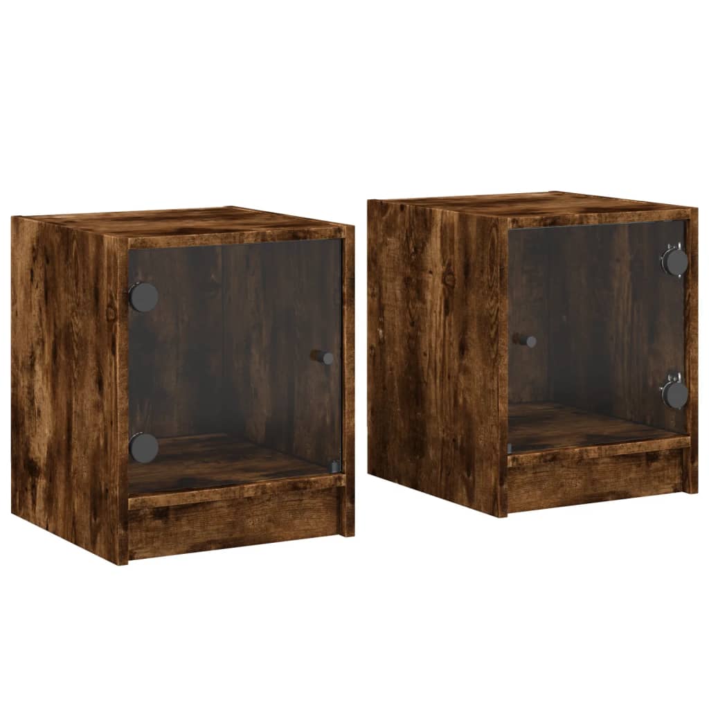 Tables de chevet avec portes vitrées 2 pcs 35x37x42 cm