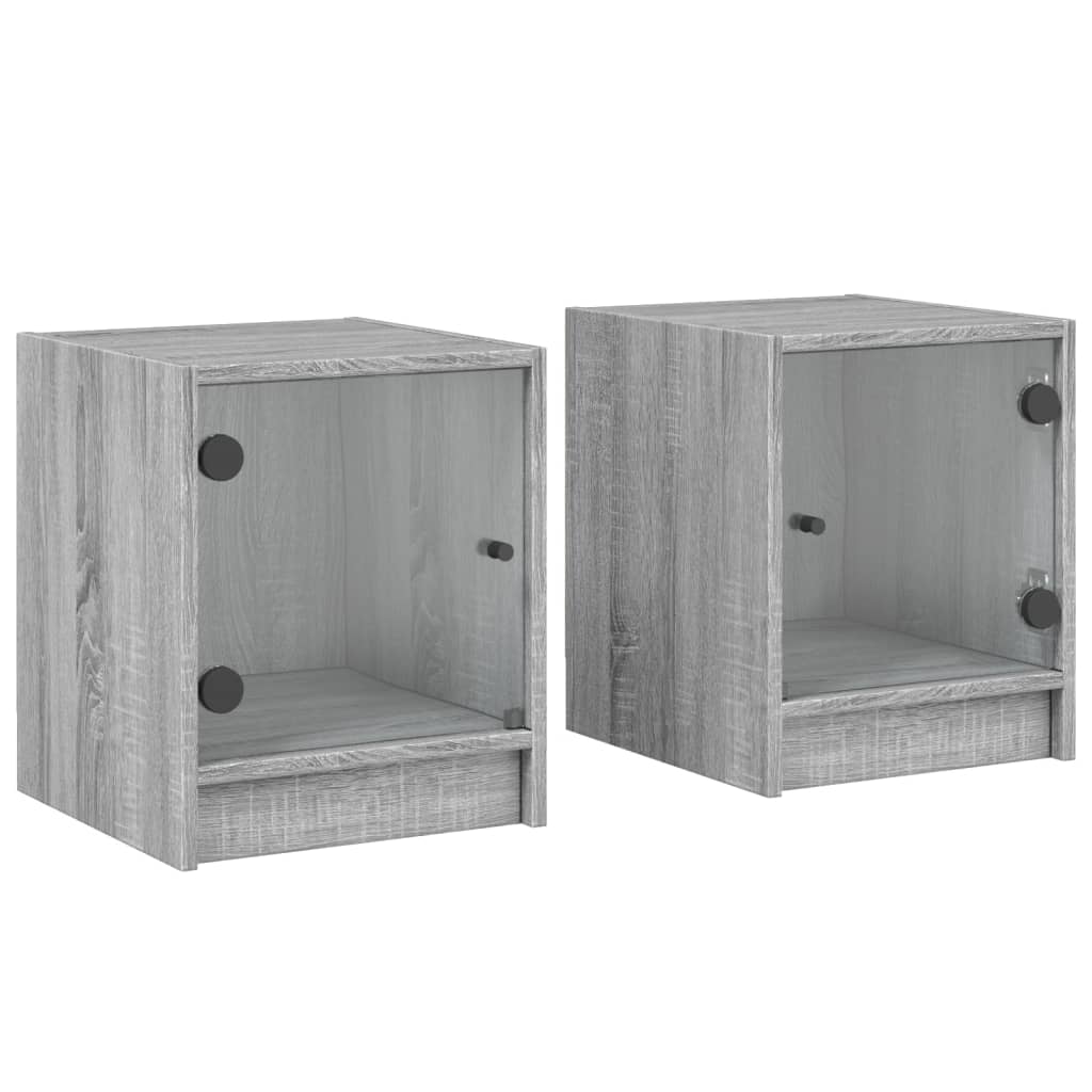 Tables de chevet avec portes vitrées 2 pcs 35x37x42 cm