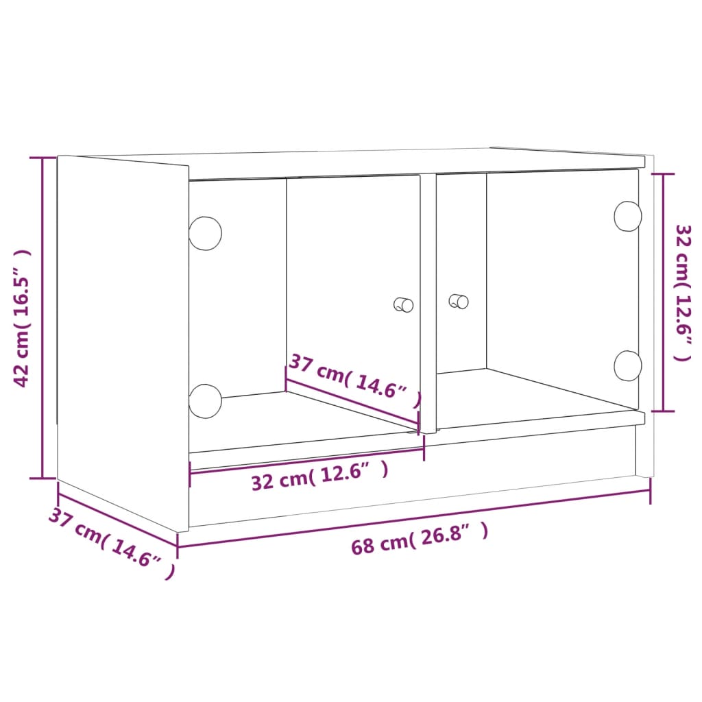 Meuble TV avec portes vitrées 68x37x42 cm