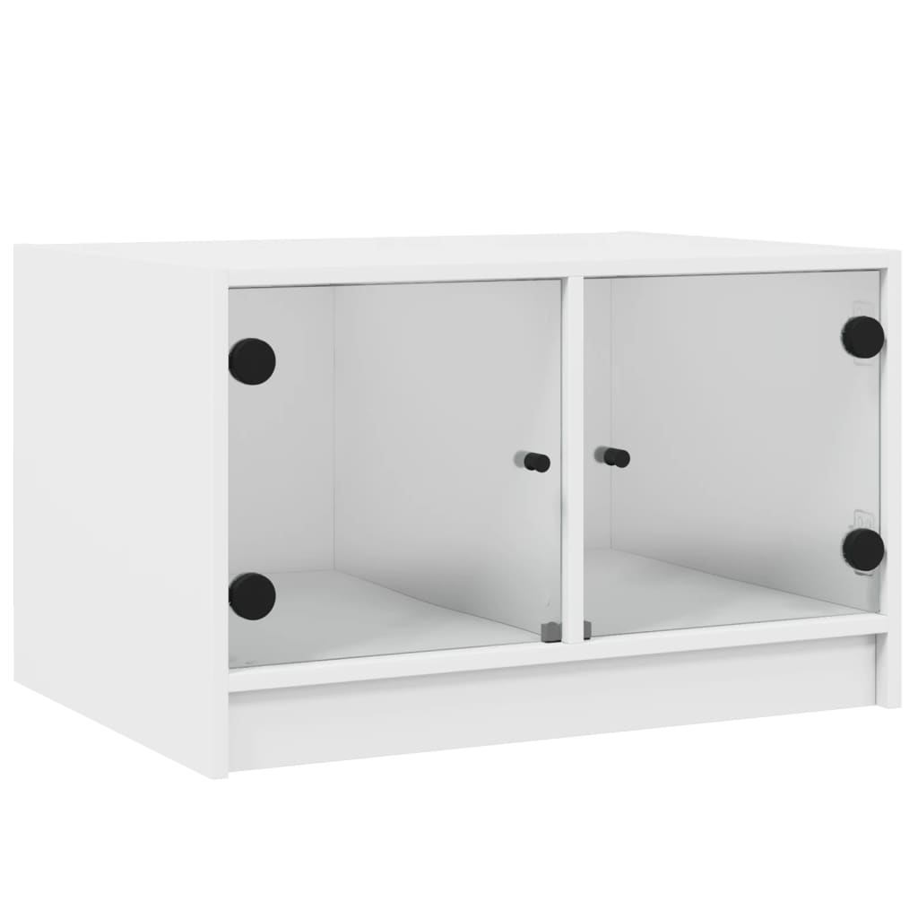 Salontafel met glazen deuren 68x50x42 cm eikenkleurig