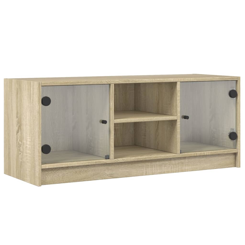 Tv-meubel met glazen deuren 102x37x42 cm