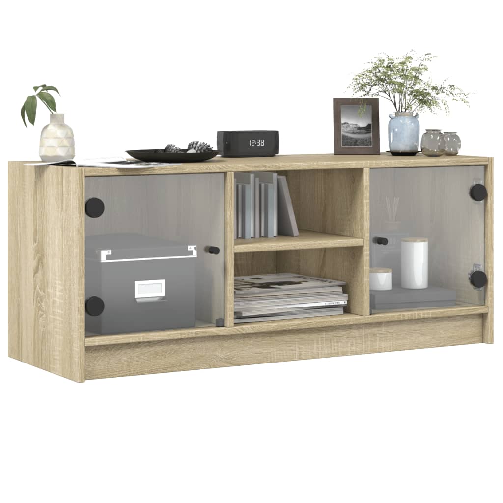 Tv-meubel met glazen deuren 102x37x42 cm