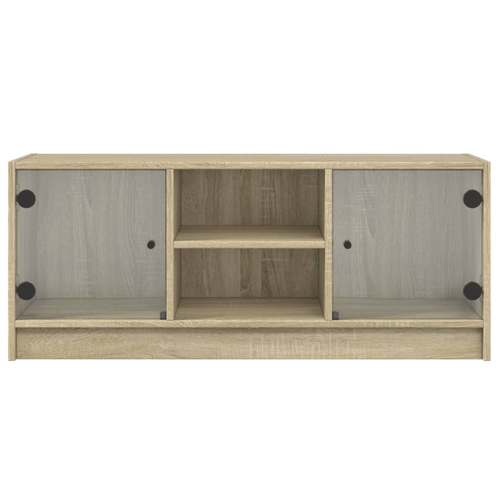 Tv-meubel met glazen deuren 102x37x42 cm