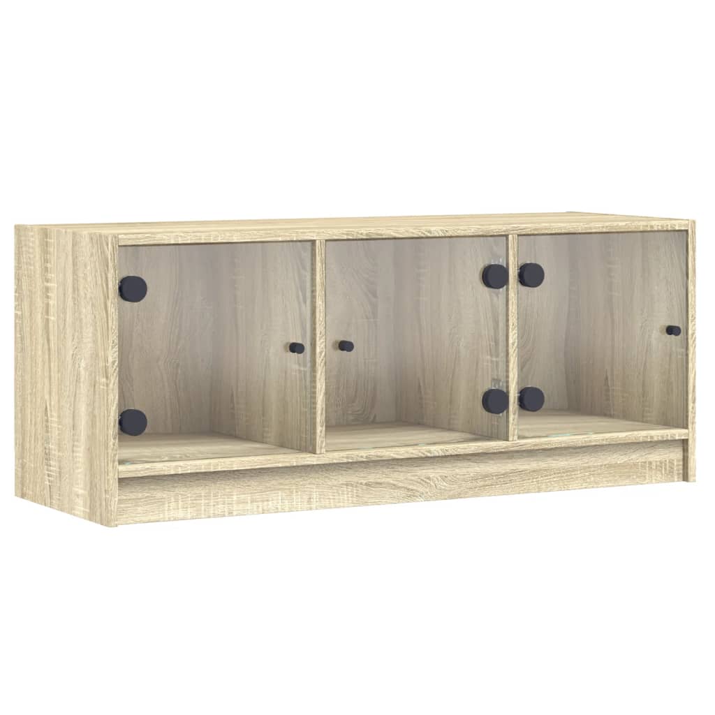 Tv-meubel met glazen deuren 102x37x42 cm