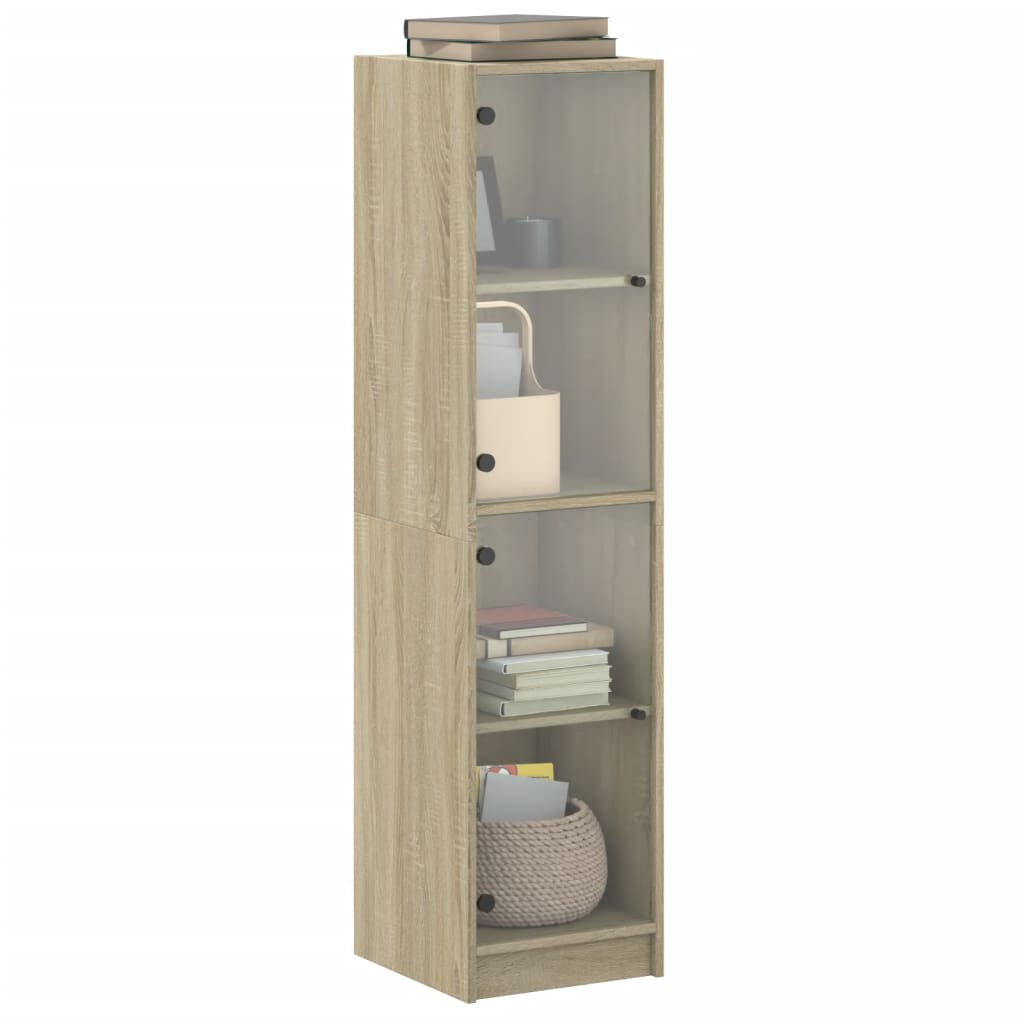 Armoire haute avec portes vitrées 35x37x142 cm