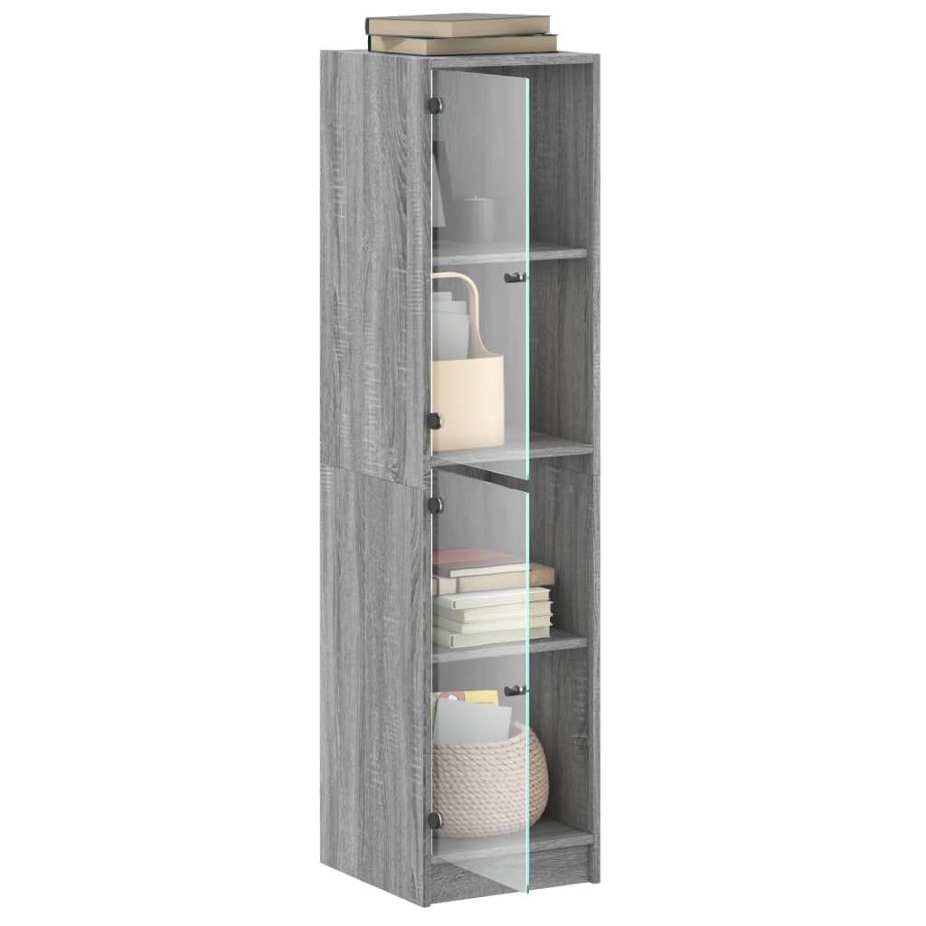 Armoire haute avec portes vitrées 35x37x142 cm