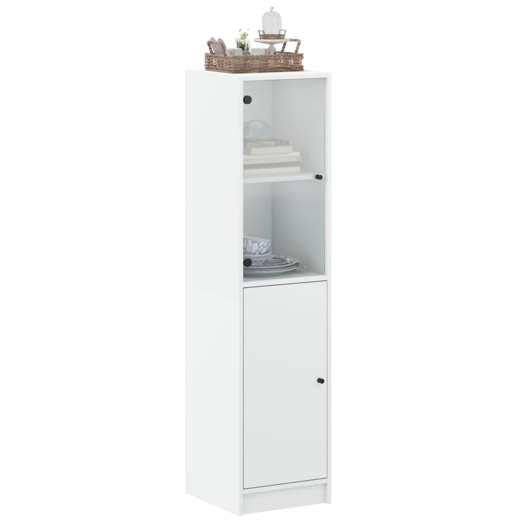 Armoire haute avec porte vitrée 35x37x142 cm couleur chêne