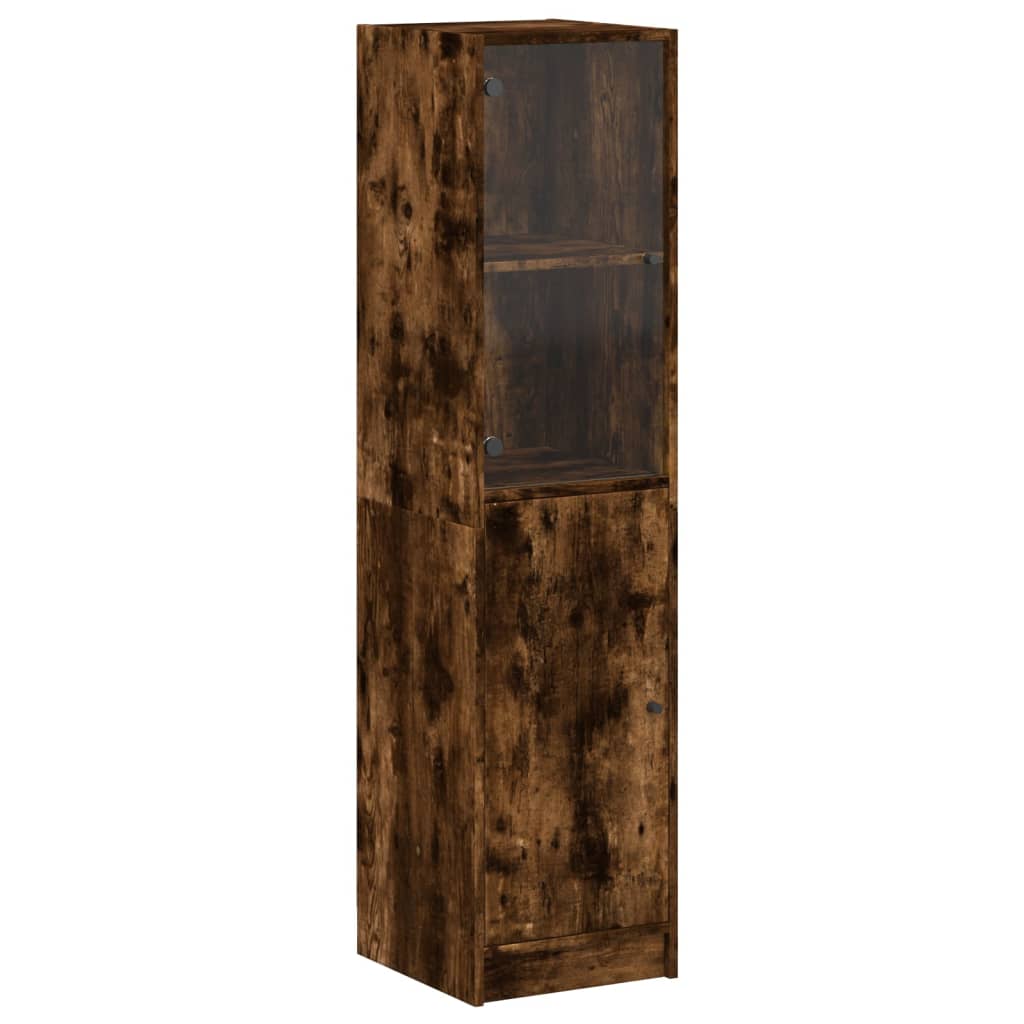 Armoire haute avec porte vitrée 35x37x142 cm couleur chêne