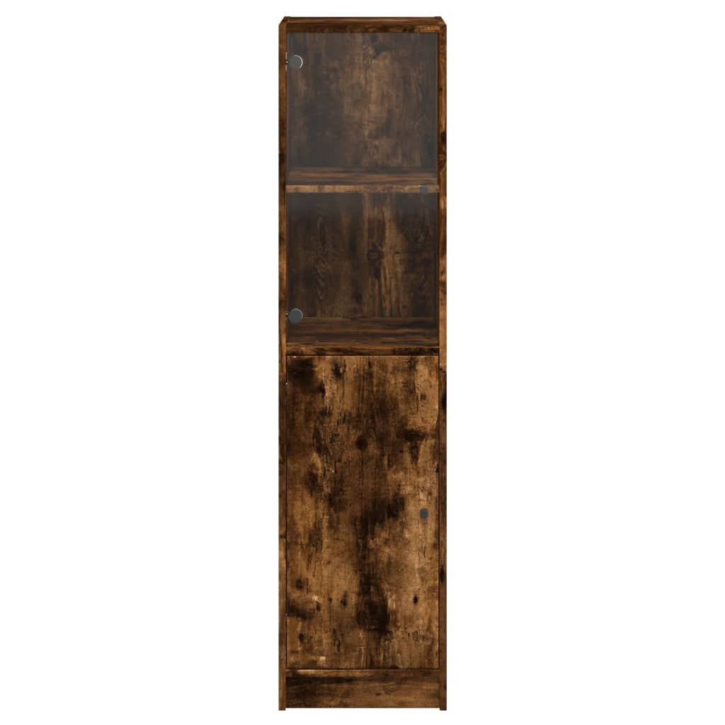 Armoire haute avec porte vitrée 35x37x142 cm couleur chêne