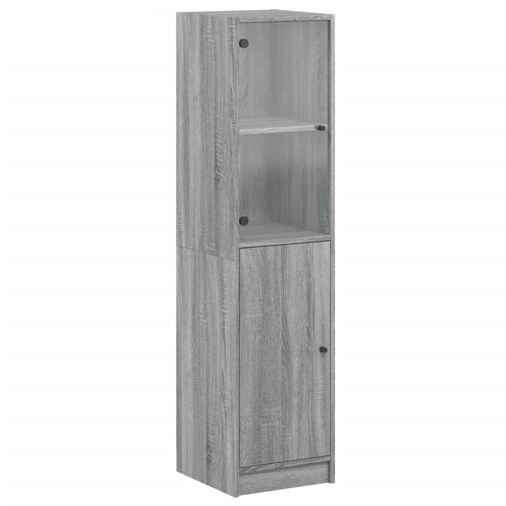 Hoge kast met glazen deur 35x37x142 cm eikenkleurig