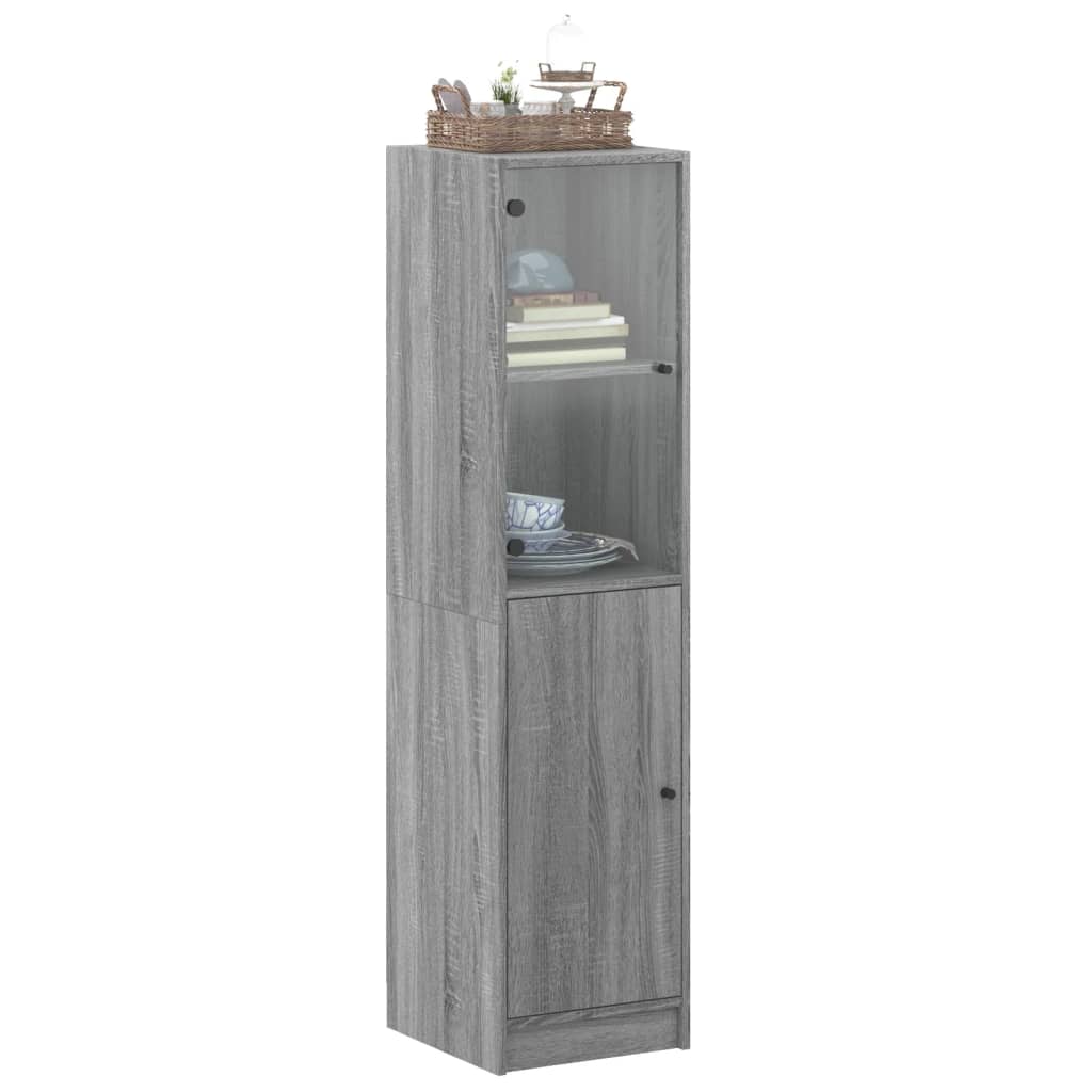 Armoire haute avec porte vitrée 35x37x142 cm couleur chêne