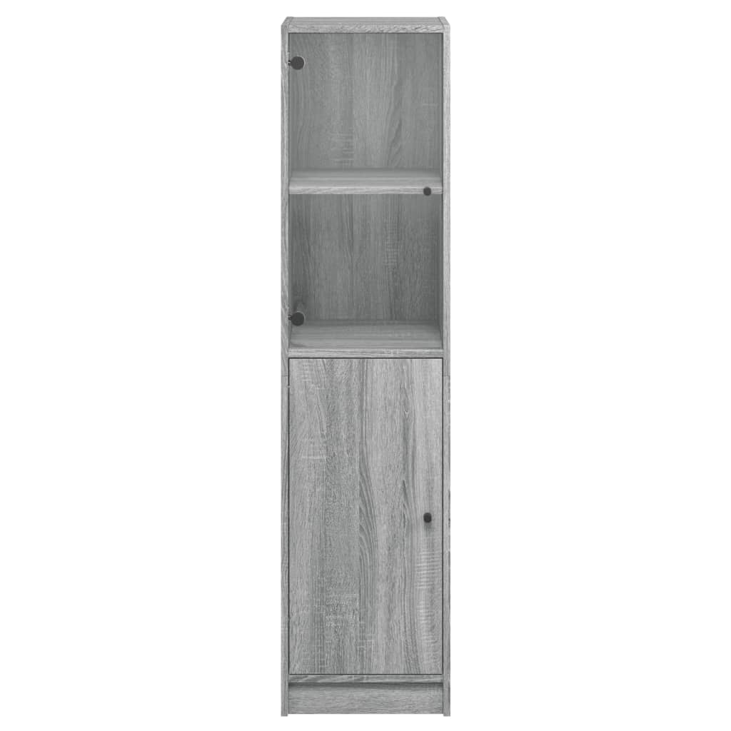 Hoge kast met glazen deur 35x37x142 cm eikenkleurig