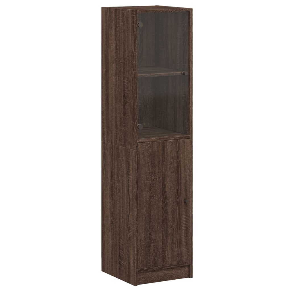 Armoire haute avec porte vitrée 35x37x142 cm couleur chêne