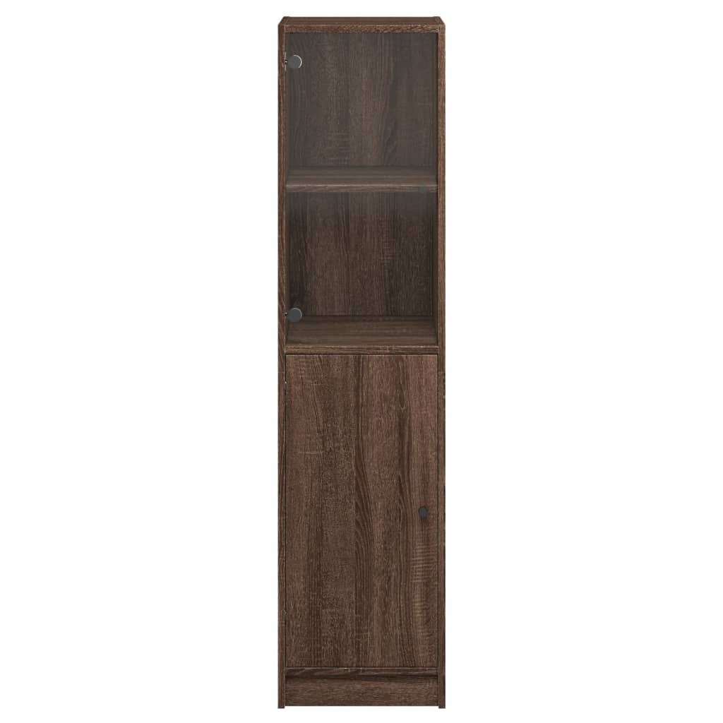 Armoire haute avec porte vitrée 35x37x142 cm couleur chêne