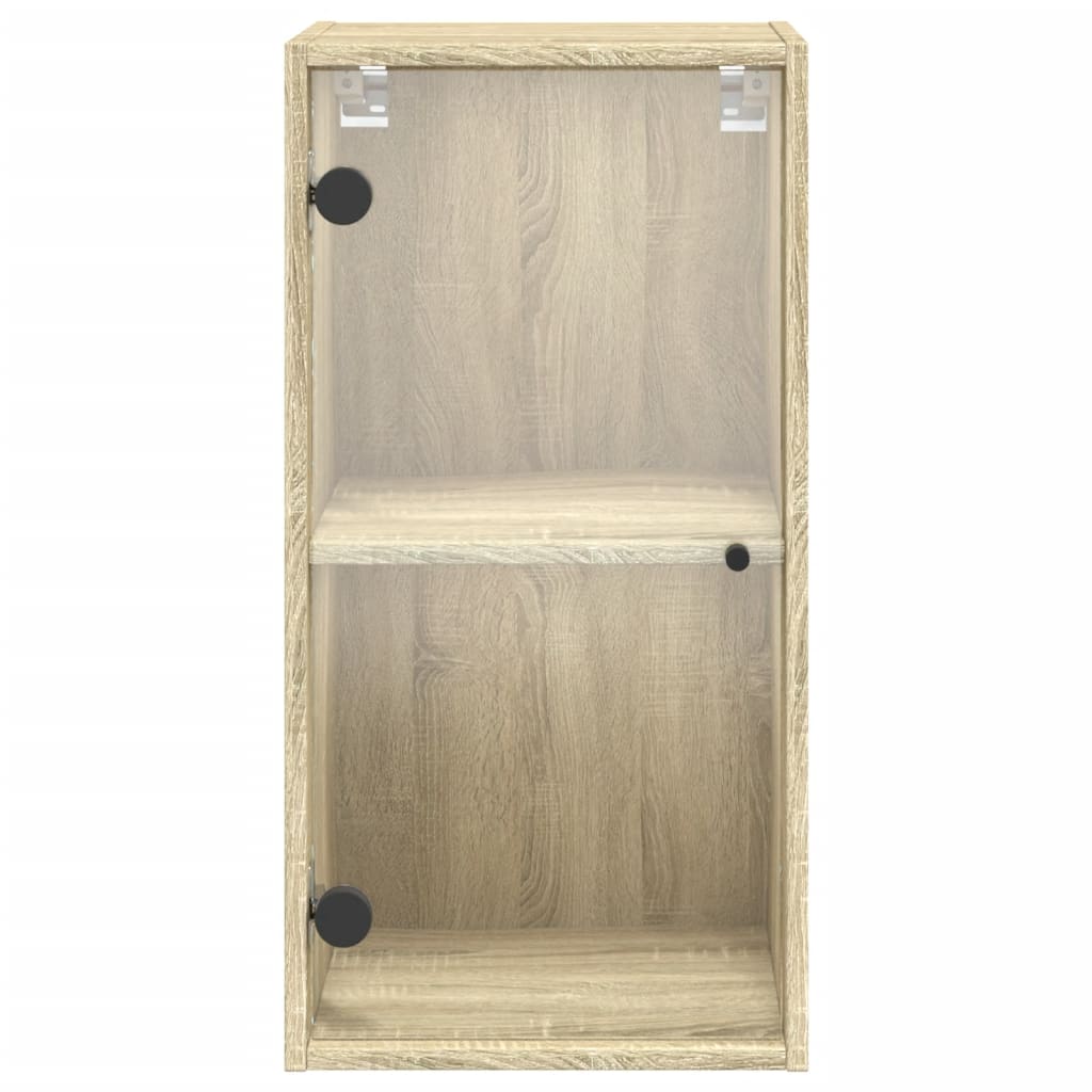 Wandkast met glazen deuren 35x37x68,5 cm eikenkleurig