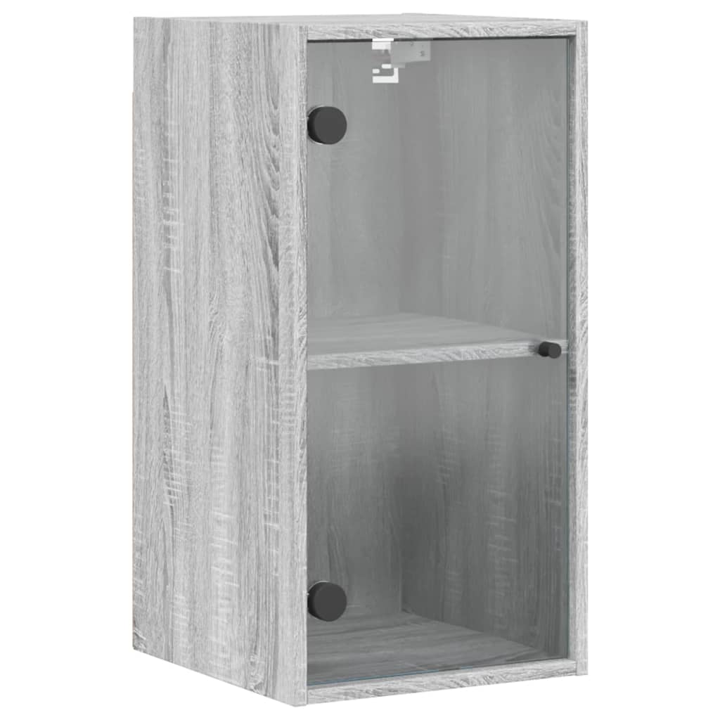 Wandkast met glazen deuren 35x37x68,5 cm eikenkleurig