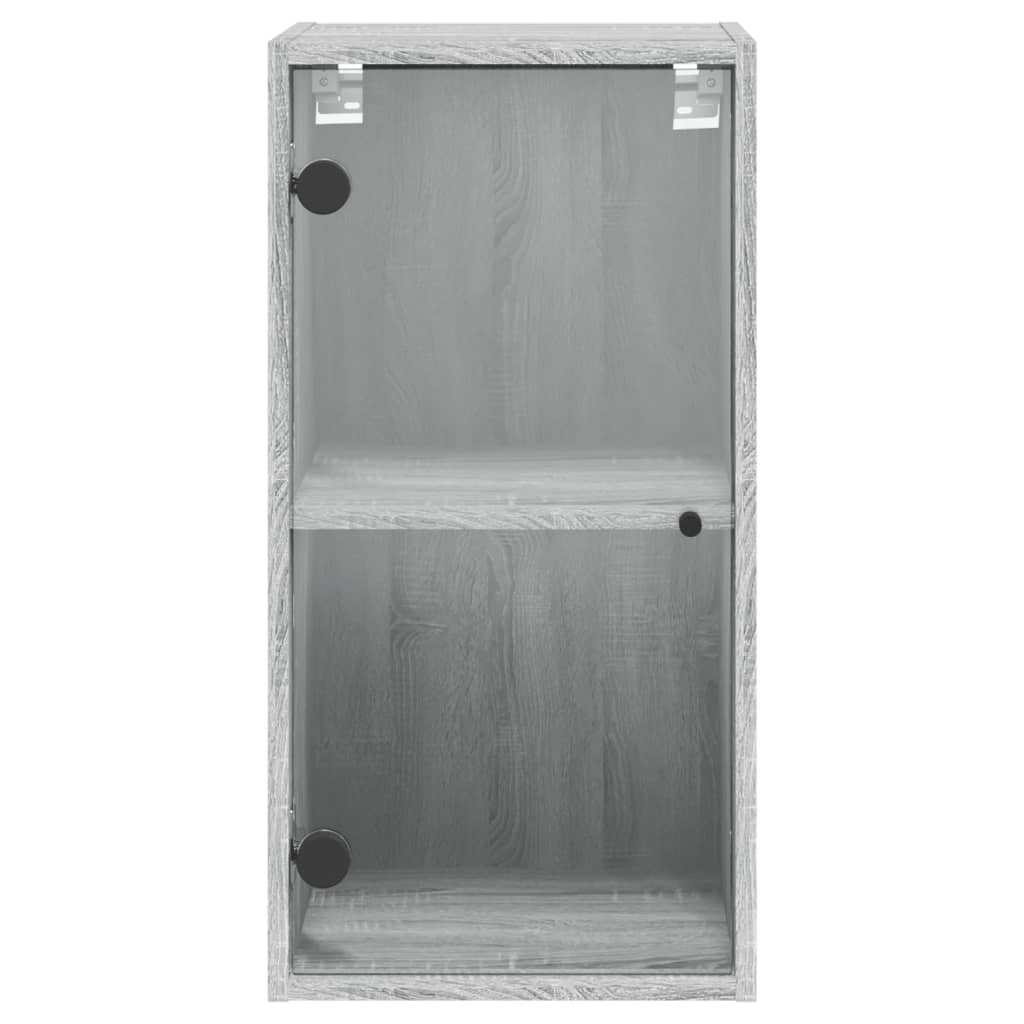 Wandkast met glazen deuren 35x37x68,5 cm eikenkleurig