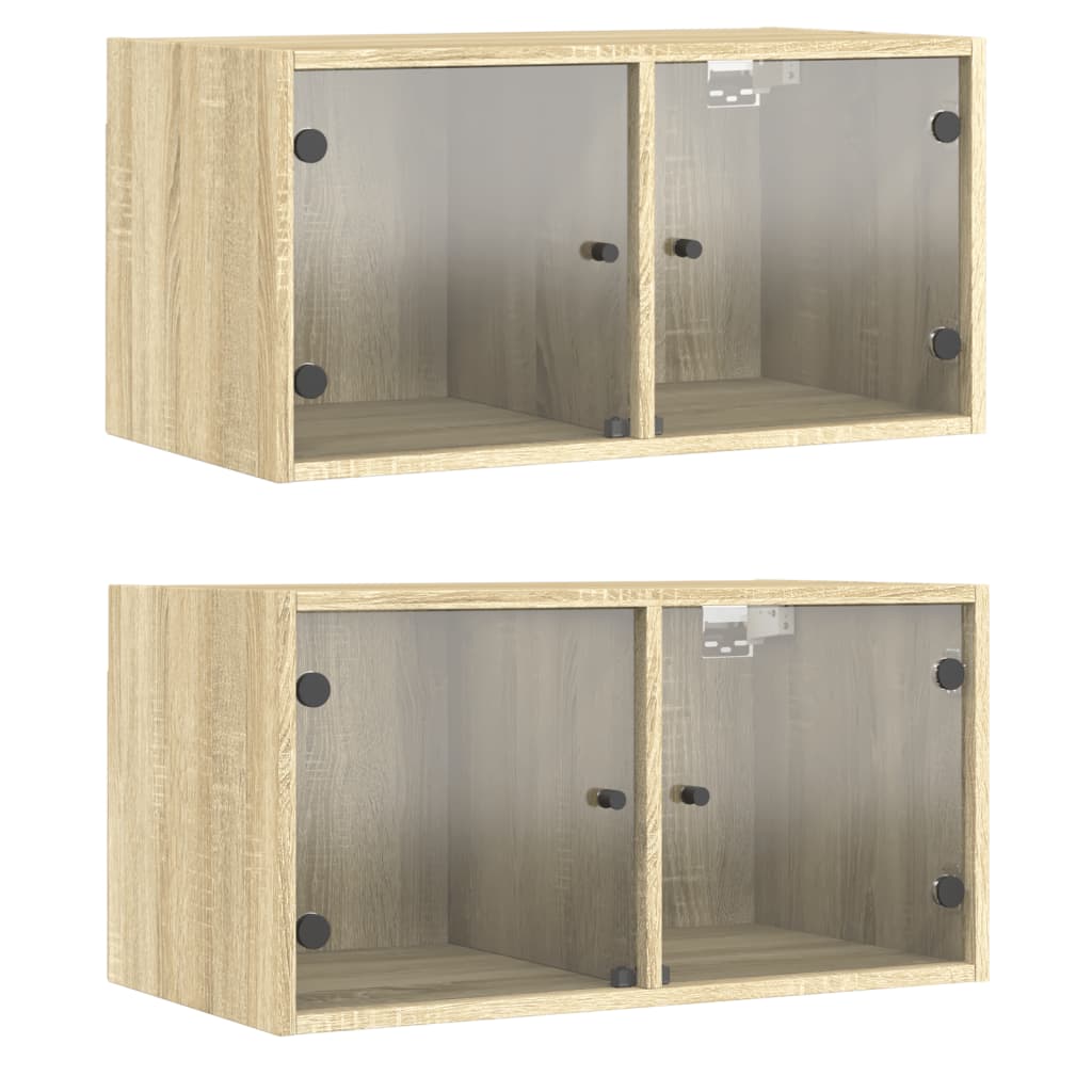 Éléments muraux avec portes vitrées 2 pcs 68,5x37x35 cm