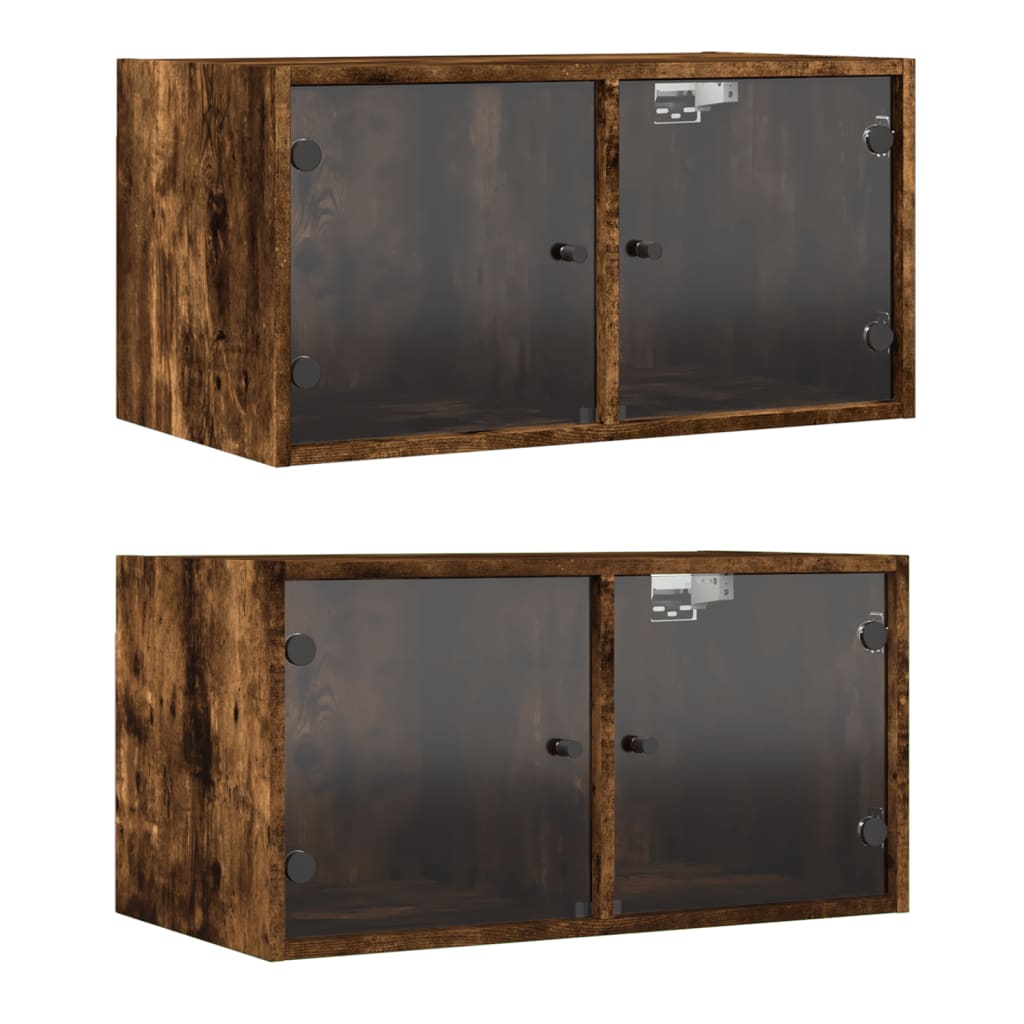 Éléments muraux avec portes vitrées 2 pcs 68,5x37x35 cm