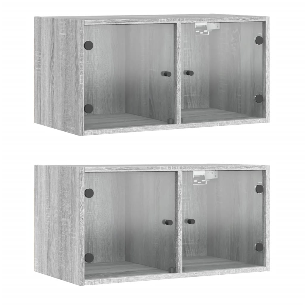 Éléments muraux avec portes vitrées 2 pcs 68,5x37x35 cm