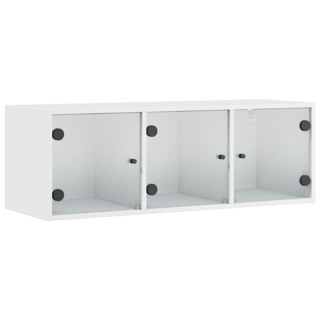 Wandkast met glazen deuren 102x37x35 cm eikenkleurig