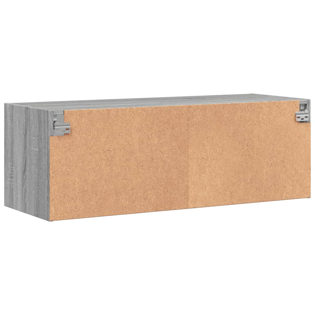 Wandkast met glazen deuren 102x37x35 cm eikenkleurig