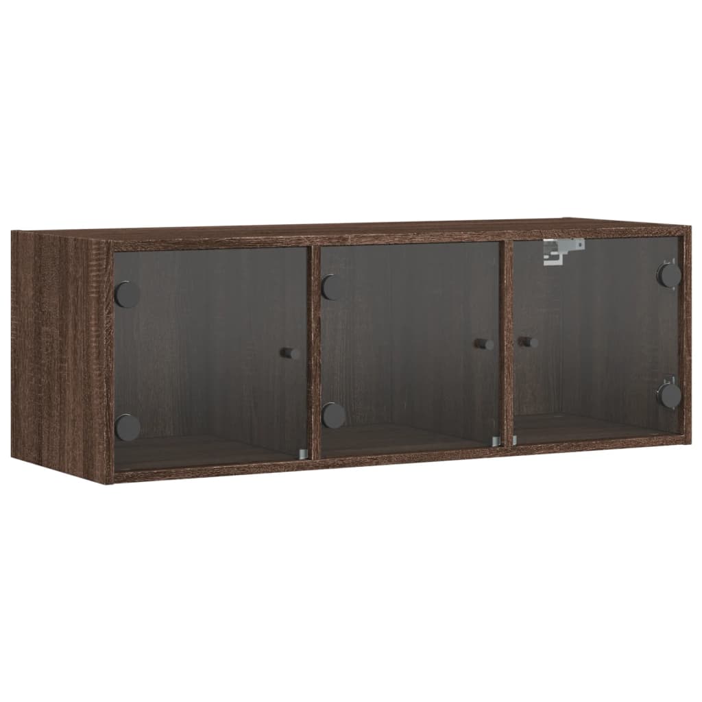 Wandkast met glazen deuren 102x37x35 cm eikenkleurig