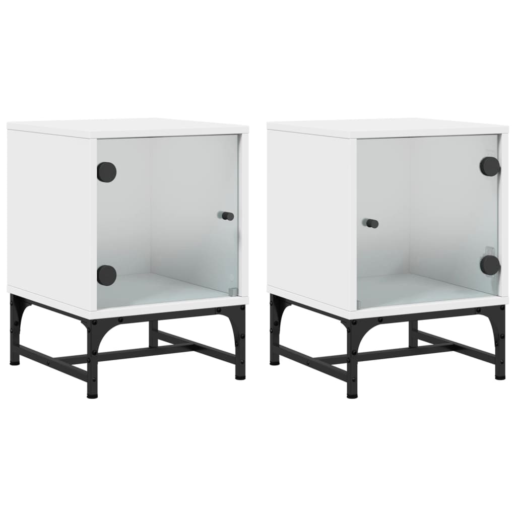 Tables de chevet avec portes vitrées 2 pcs 35x37x50 cm