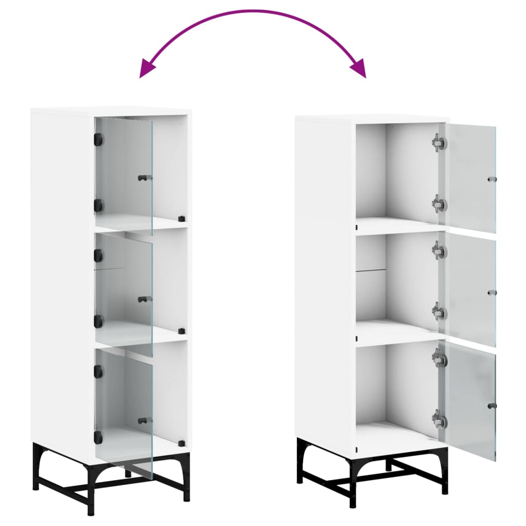 Hoge kast met glazen deuren 35x37x120 cm