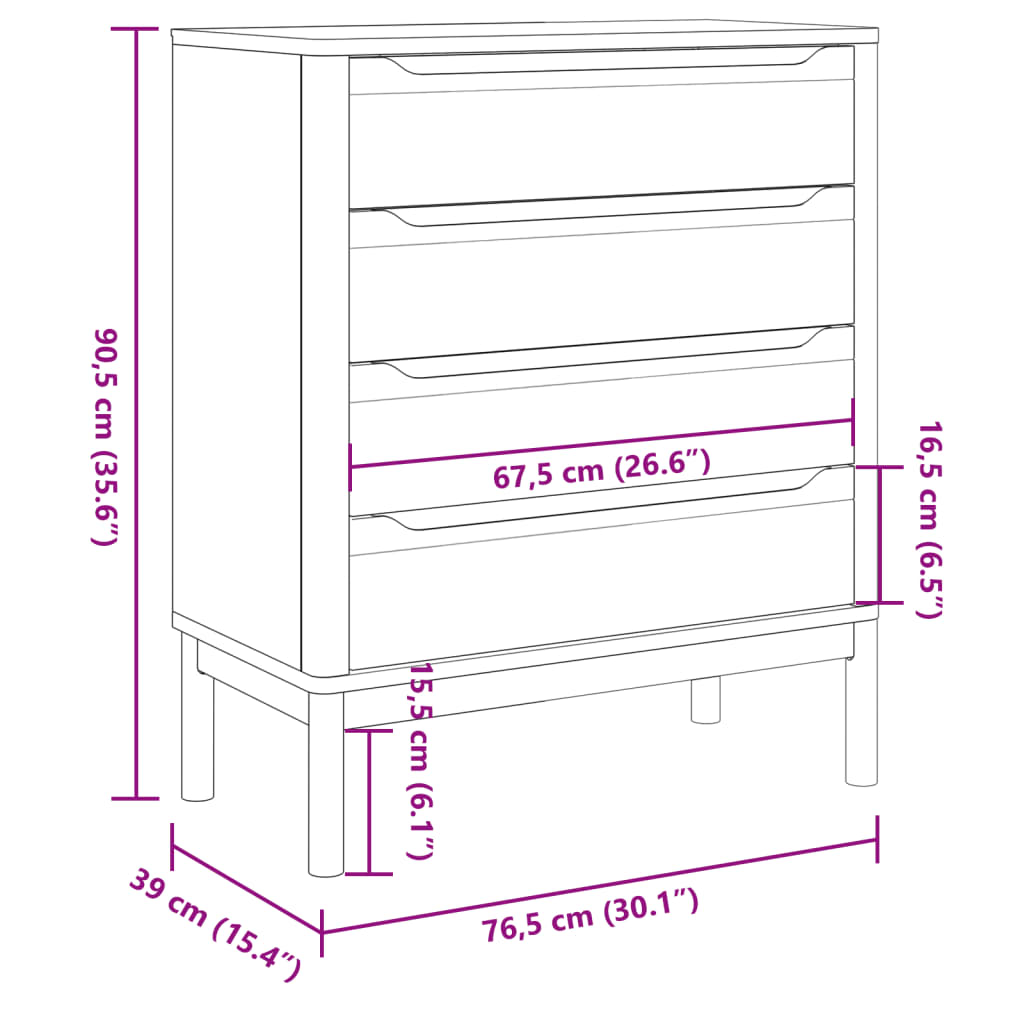 Commode FLORO en bois de pin massif