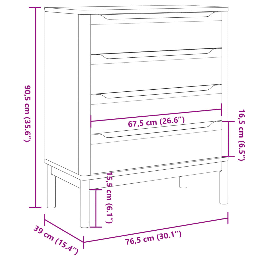 Commode FLORO en bois de pin massif