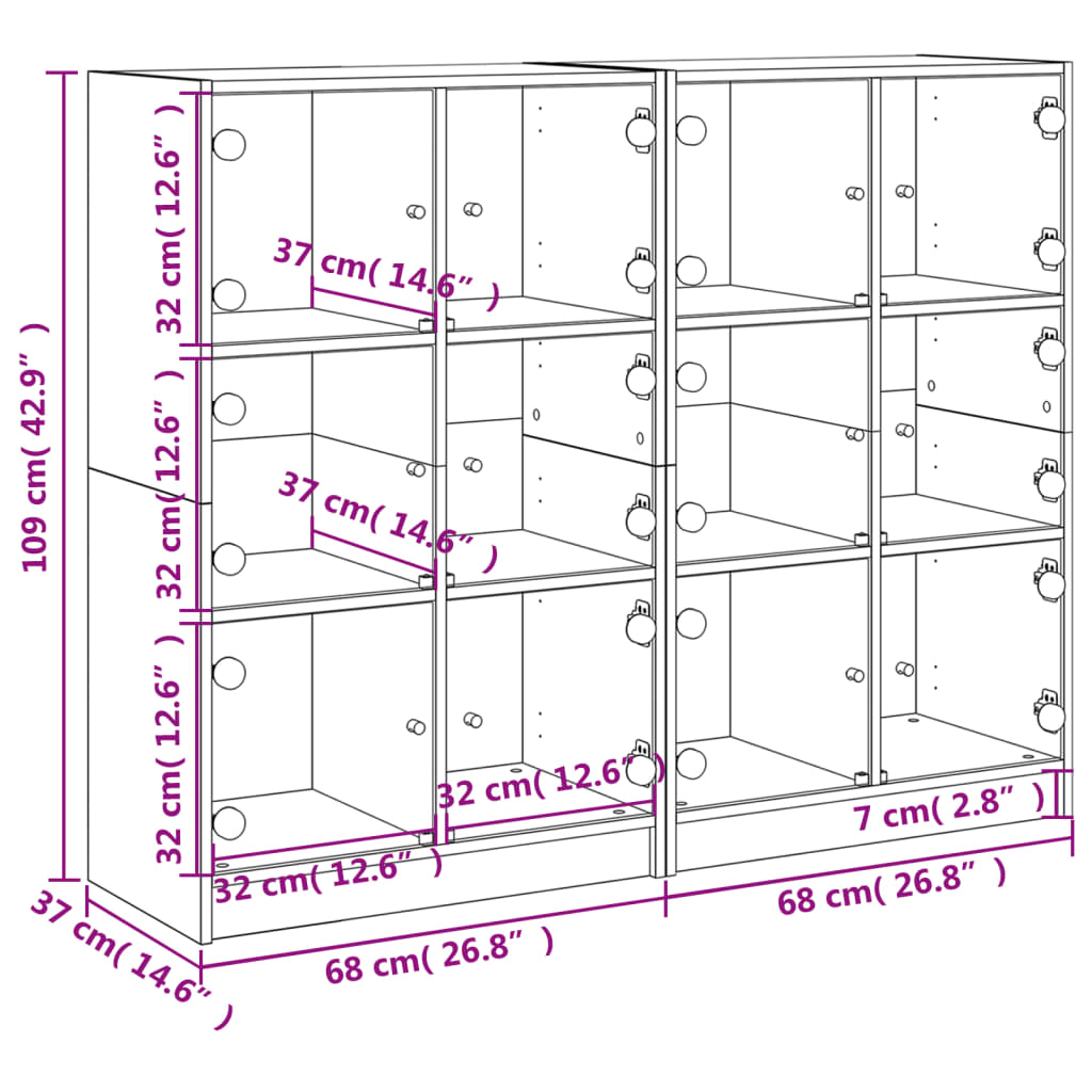 Bibliothèque avec portes 136x37x109 cm bois