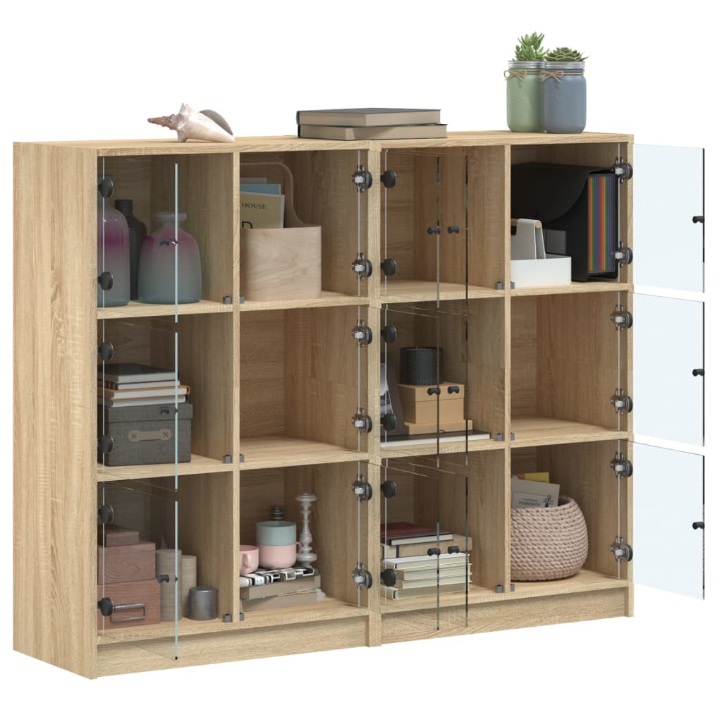 Boekenkast met deuren 136x37x109 cm hout