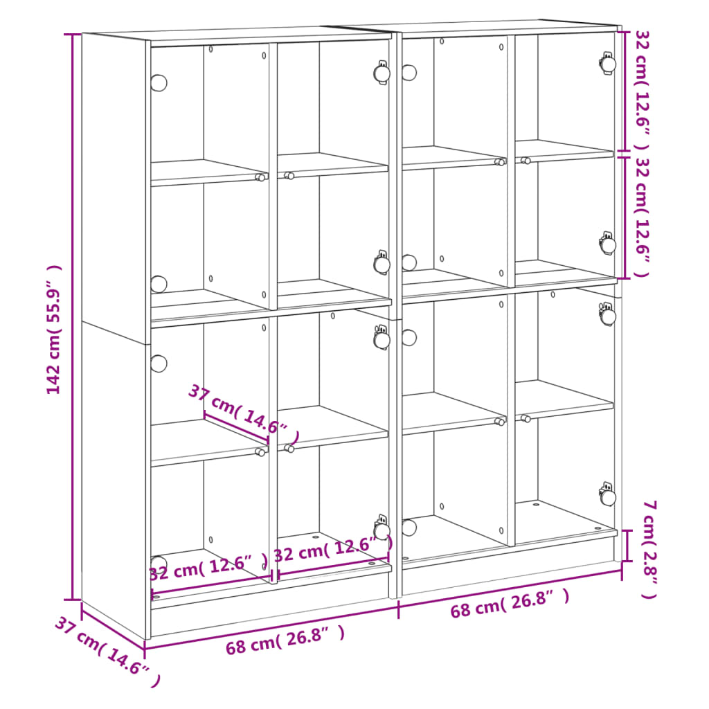 Bibliothèque avec portes 136x37x142 cm bois couleur chêne