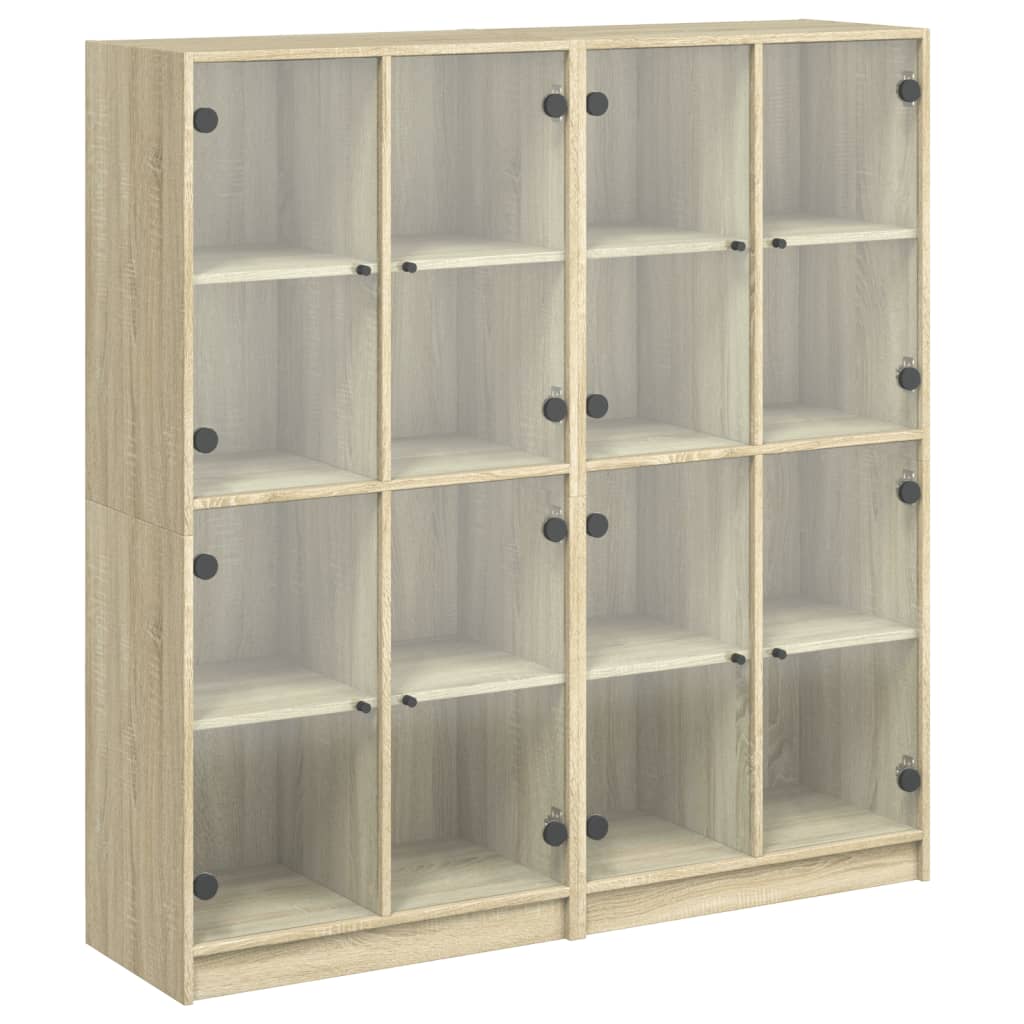 Boekenkast met deuren 136x37x142 cm hout eikenkleurig