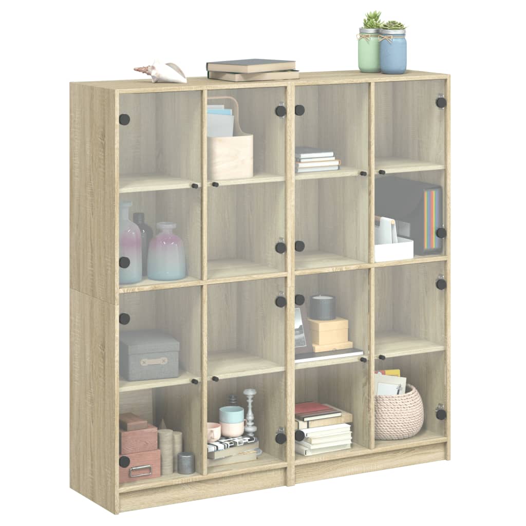 Boekenkast met deuren 136x37x142 cm hout eikenkleurig