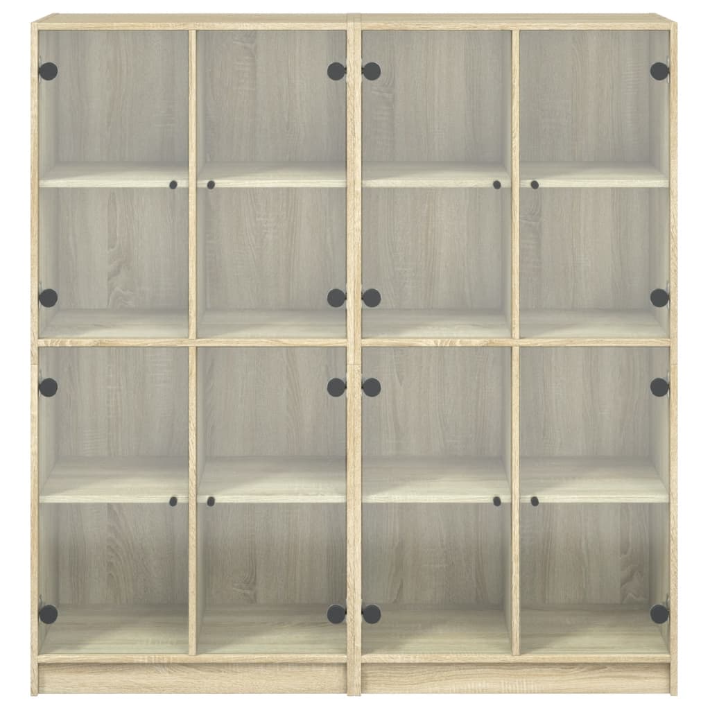 Bibliothèque avec portes 136x37x142 cm bois couleur chêne