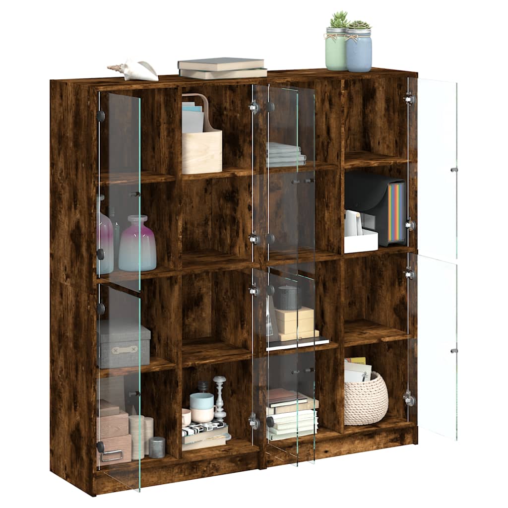 Boekenkast met deuren 136x37x142 cm hout eikenkleurig