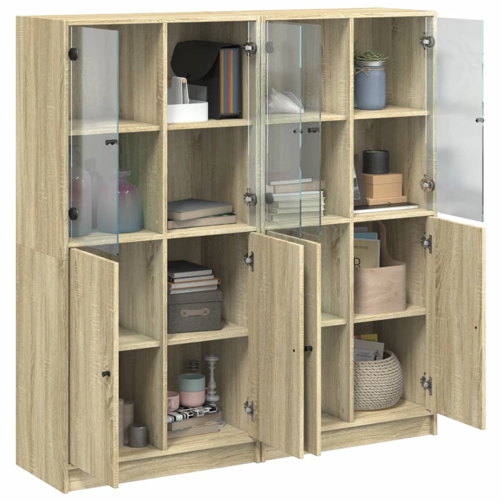 Boekenkast met deuren 136x37x142 cm bewerkt hout