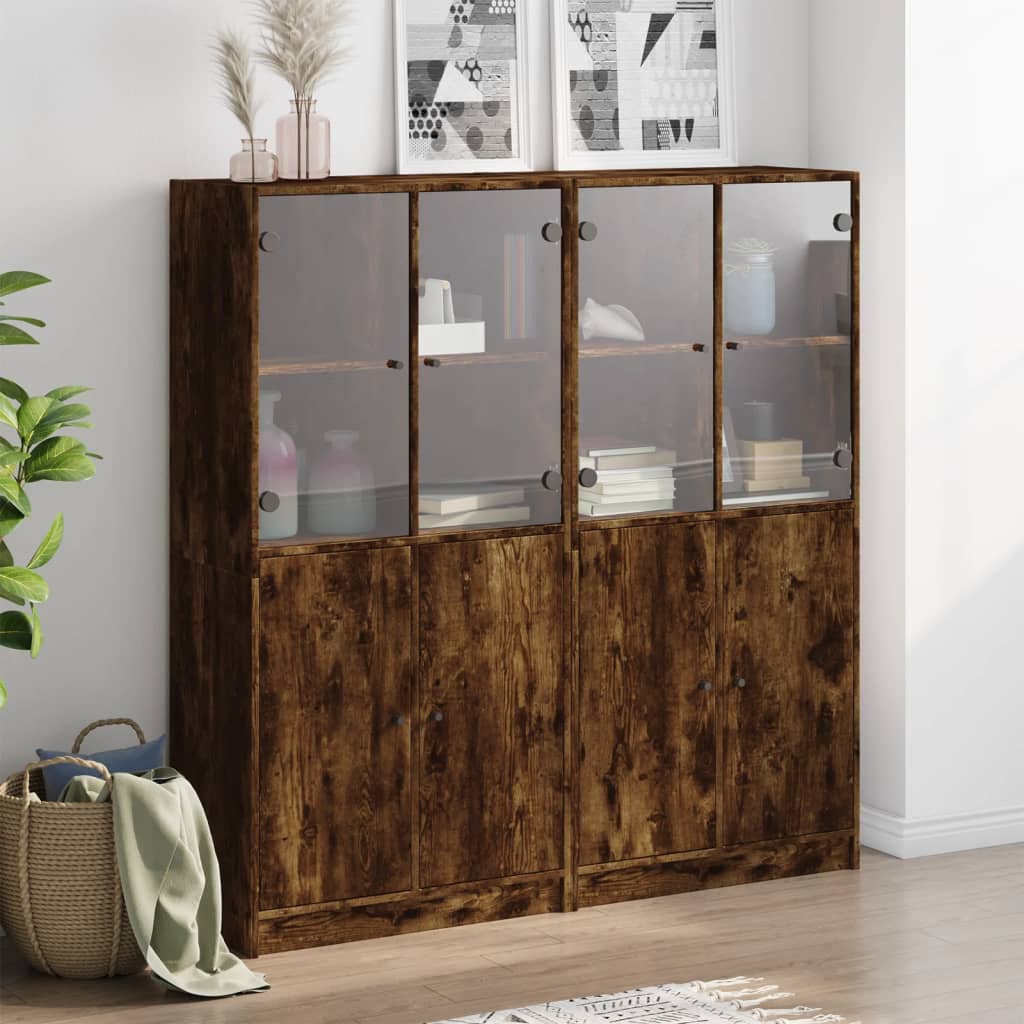 Boekenkast met deuren 136x37x142 cm bewerkt hout