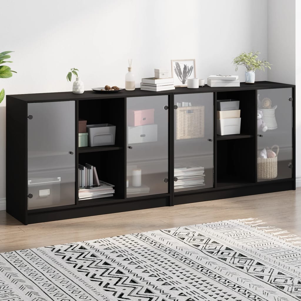 Boekenkast met deuren 204x37x75 cm hout eikenkleurig