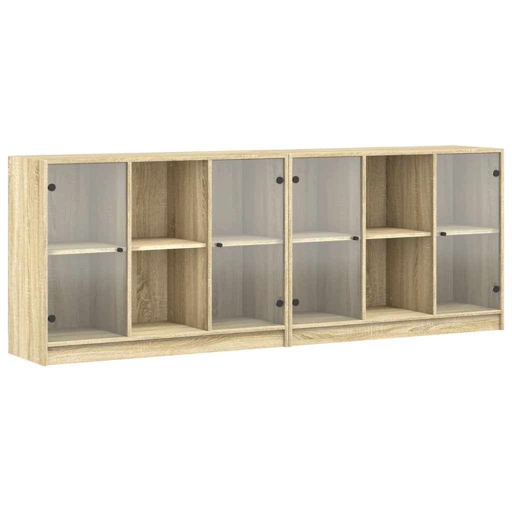 Bibliothèque avec portes 204x37x75 cm bois couleur chêne