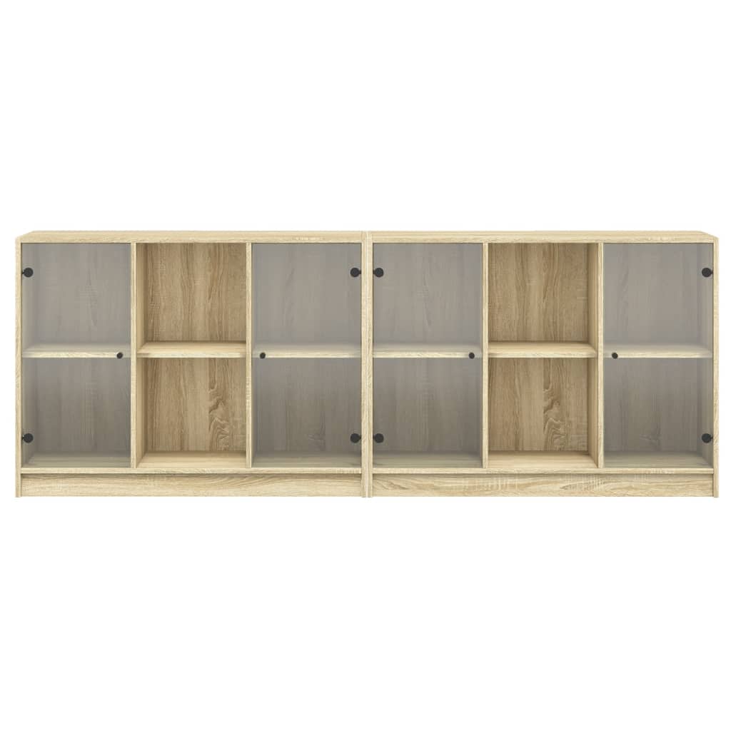 Boekenkast met deuren 204x37x75 cm hout eikenkleurig